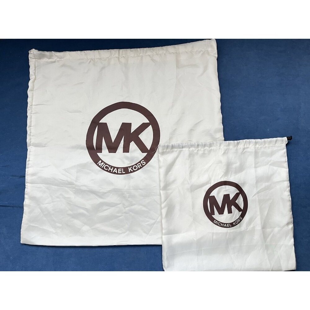 2 MICHAEL KORS Satin Cream Dust Cover Bag Storage Travel For Handbag 22x21 13x13